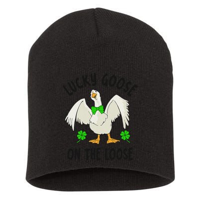 Lucky Goose On Duck The Loose St Patricks Day Lucky Shamrock Short Acrylic Beanie