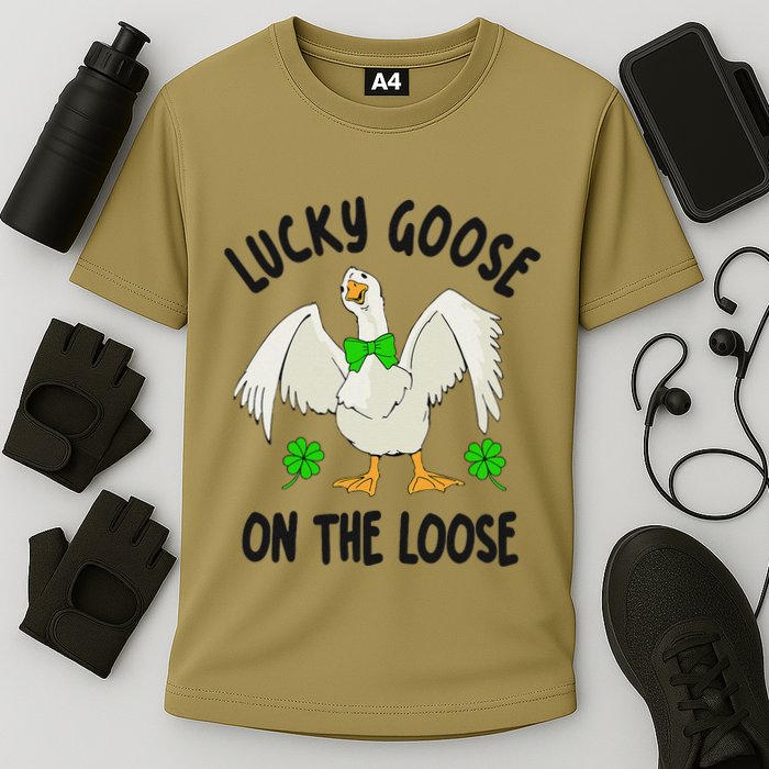 Lucky Goose On Duck The Loose St Patricks Day Lucky Shamrock Performance Shirt