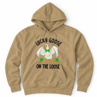 Lucky Goose On Duck The Loose St Patricks Day Lucky Shamrock Hoodie