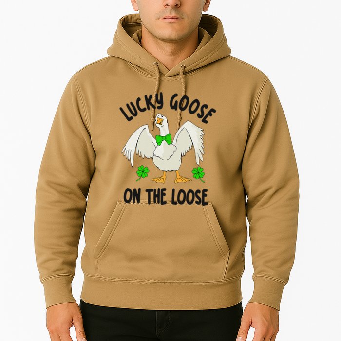 Lucky Goose On Duck The Loose St Patricks Day Lucky Shamrock Hoodie