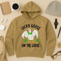 Lucky Goose On Duck The Loose St Patricks Day Lucky Shamrock Hoodie