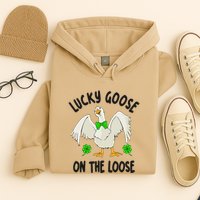 Lucky Goose On Duck The Loose St Patricks Day Lucky Shamrock Hoodie