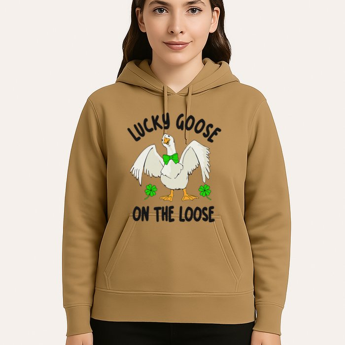 Lucky Goose On Duck The Loose St Patricks Day Lucky Shamrock Hoodie
