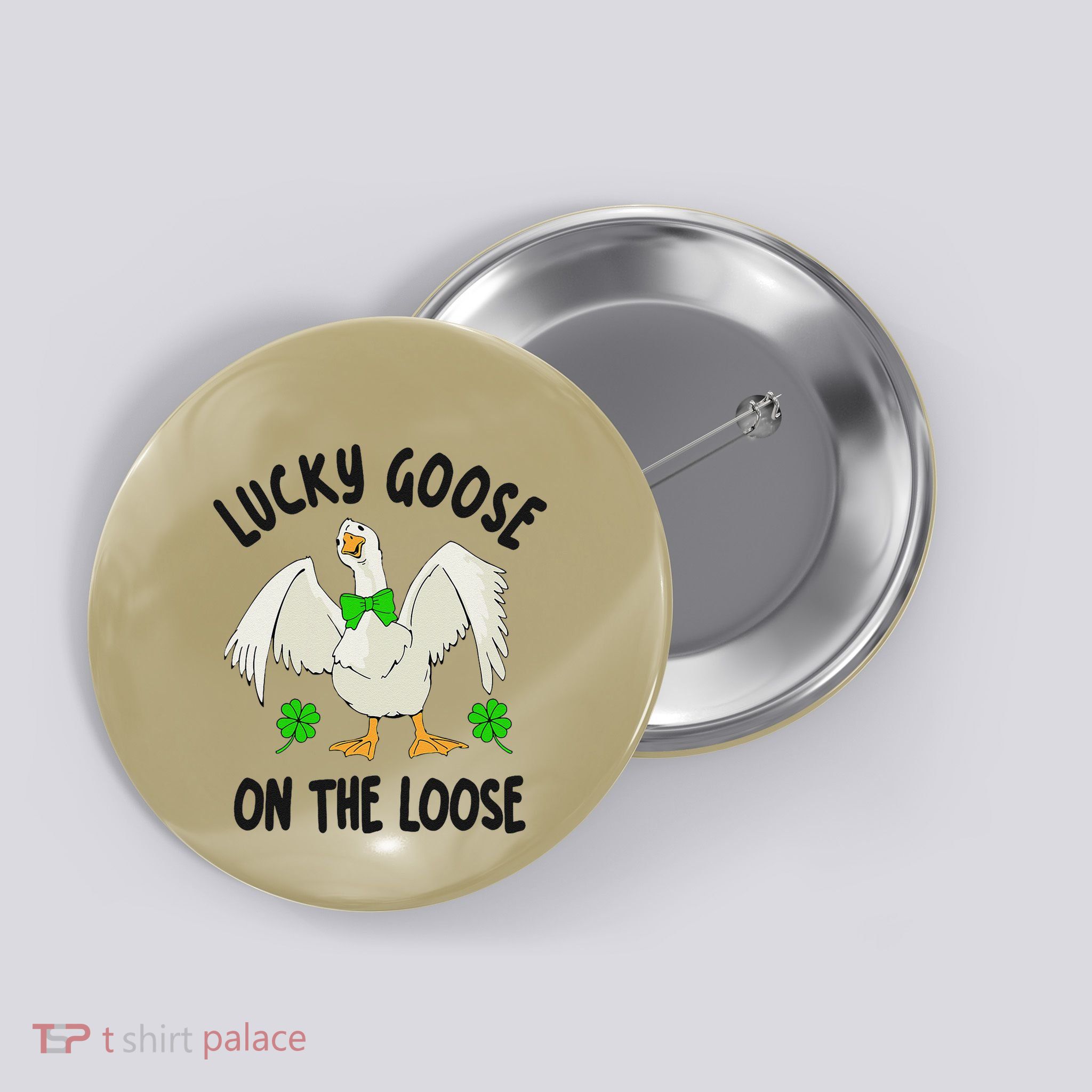 Lucky Goose On Duck The Loose St Patricks Day Lucky Shamrock Button