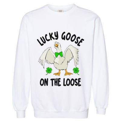 Lucky Goose On Duck The Loose St Patricks Day Lucky Shamrock Garment-Dyed Sweatshirt