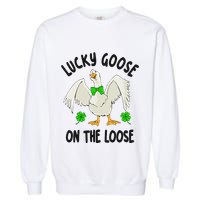 Lucky Goose On Duck The Loose St Patricks Day Lucky Shamrock Garment-Dyed Sweatshirt