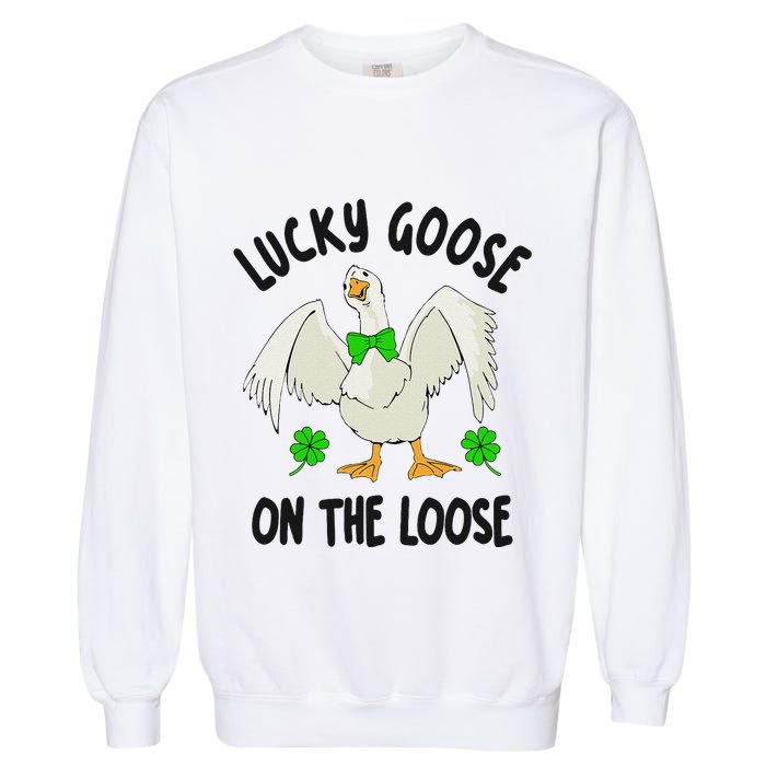Lucky Goose On Duck The Loose St Patricks Day Lucky Shamrock Garment-Dyed Sweatshirt