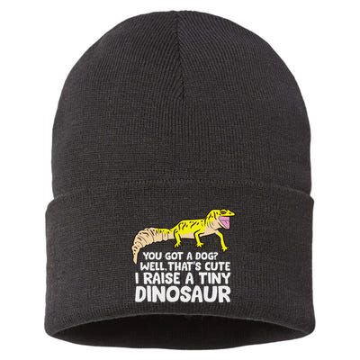 Leopard Gecko Owner I Raise A Tiny Leopard Gecko Sustainable Knit Beanie