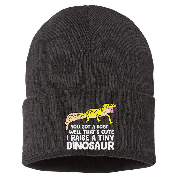 Leopard Gecko Owner I Raise A Tiny Leopard Gecko Sustainable Knit Beanie