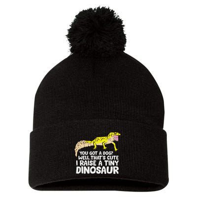 Leopard Gecko Owner I Raise A Tiny Leopard Gecko Pom Pom 12in Knit Beanie