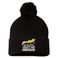 Leopard Gecko Owner I Raise A Tiny Leopard Gecko Pom Pom 12in Knit Beanie