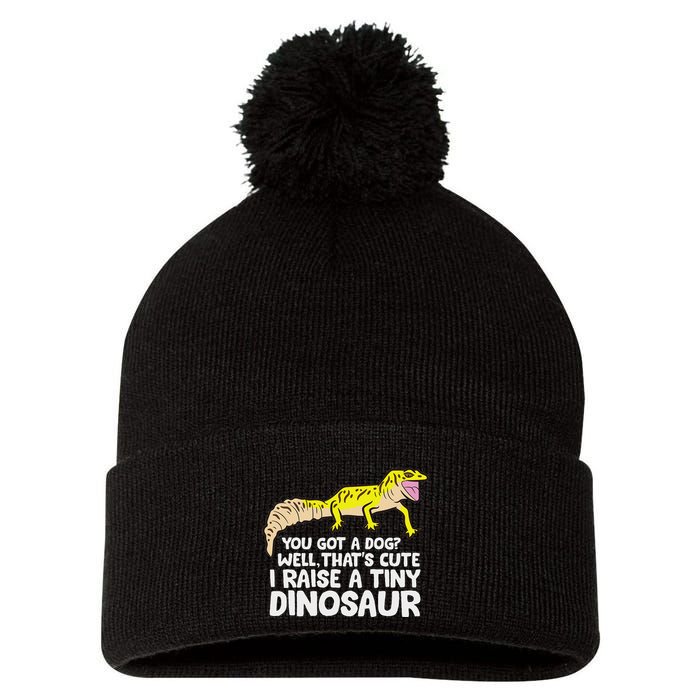 Leopard Gecko Owner I Raise A Tiny Leopard Gecko Pom Pom 12in Knit Beanie