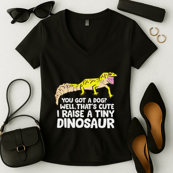 Leopard Gecko Owner I Raise A Tiny Leopard Gecko Women's V-Neck T-Shirt