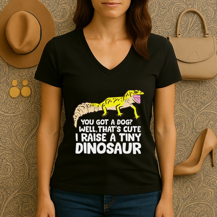 Leopard Gecko Owner I Raise A Tiny Leopard Gecko Women's V-Neck T-Shirt