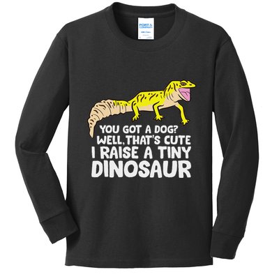 Leopard Gecko Owner I Raise A Tiny Leopard Gecko Kids Long Sleeve Shirt