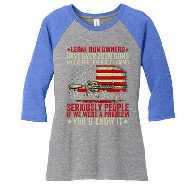 Legal Gun Owners Have Over 200m Guns And 12 Trillion Rds Women's Tri-Blend 3/4-Sleeve Raglan Shirt