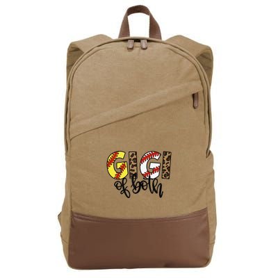 Leopard Gigi Of Both Baseball Softball Grandma Mother's Day Cotton Canvas Backpack