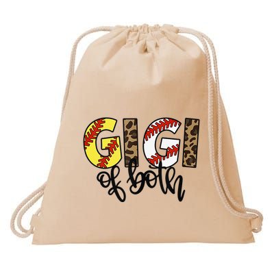 Leopard Gigi Of Both Baseball Softball Grandma Mother's Day Drawstring Bag