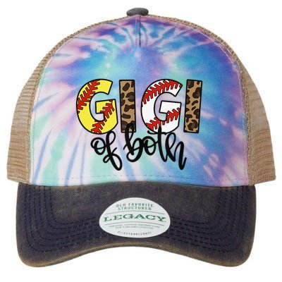 Leopard Gigi Of Both Baseball Softball Grandma Mother's Day Legacy Tie Dye Trucker Hat