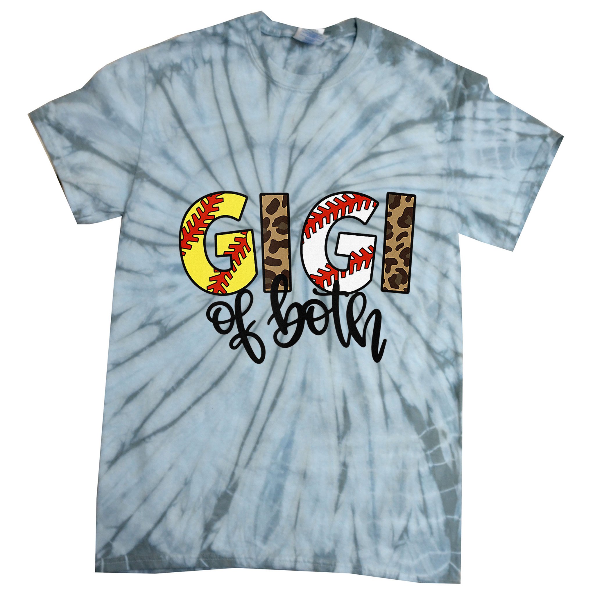 Leopard Gigi Of Both Baseball Softball Grandma Mother's Day Tie-Dye T-Shirt