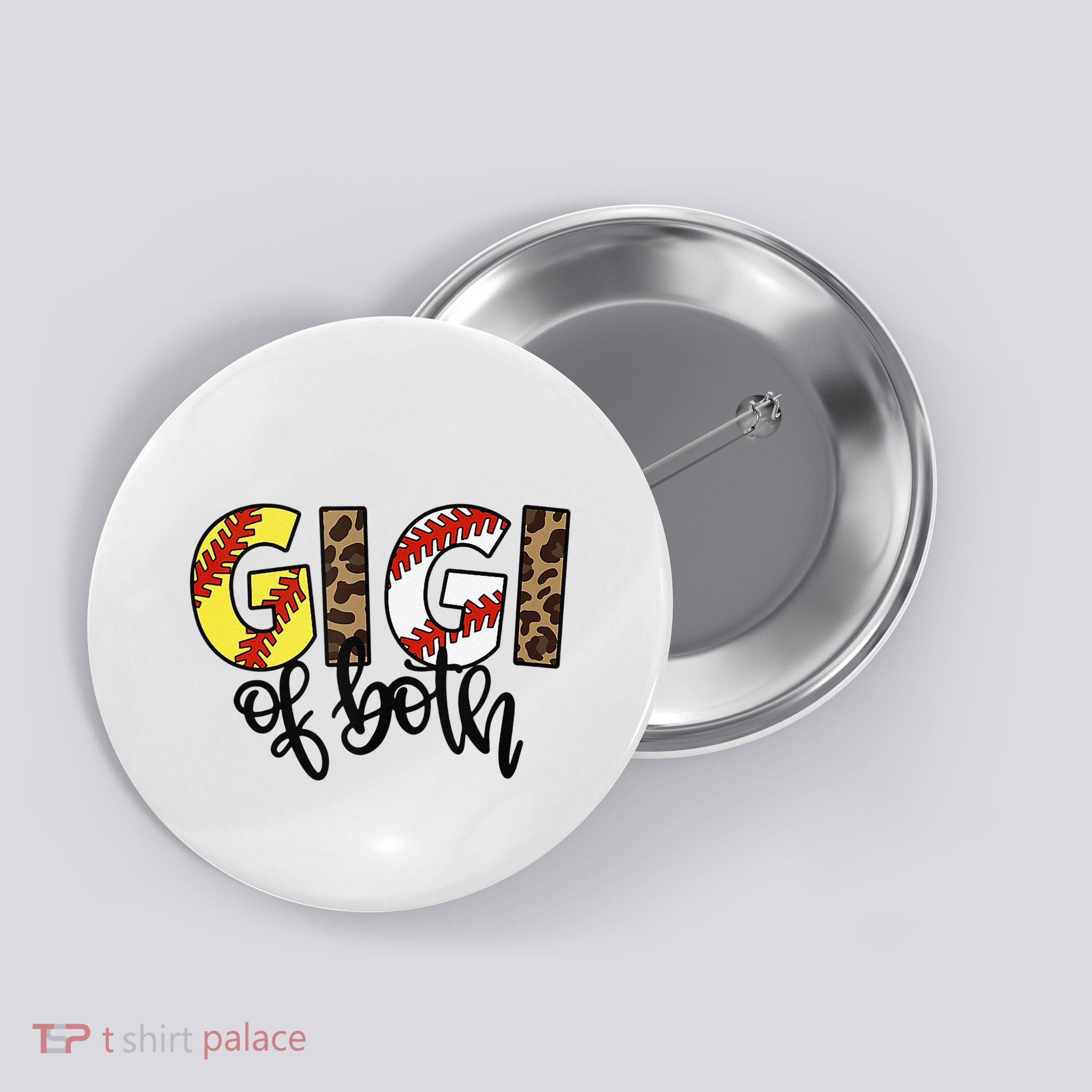 Leopard Gigi Of Both Baseball Softball Grandma Mother's Day Button