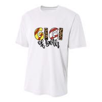 Leopard Gigi Of Both Baseball Softball Grandma Mother's Day Youth Performance Sprint T-Shirt