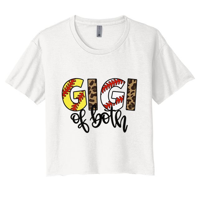 Leopard Gigi Of Both Baseball Softball Grandma Mother's Day Crop Top