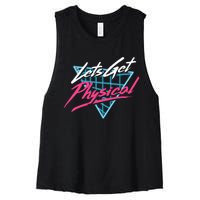 Lets Get Physical Workout Gym 80s Retro Vintage Women's Racerback Cropped Tank