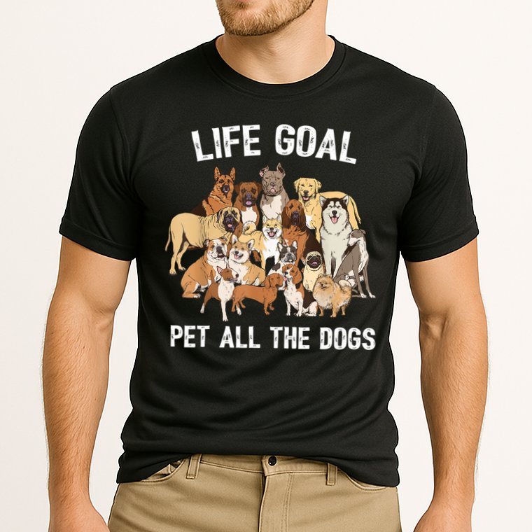 Life Goal Pet All The Dogs Shirt Funny Dog Lover TShirt Cooling Performance Crew T-Shirt