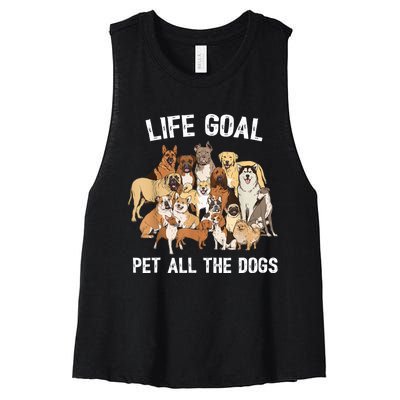 Life Goal Pet All The Dogs Shirt Funny Dog Lover TShirt Women's Racerback Cropped Tank