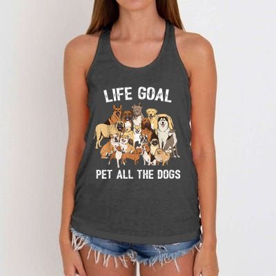 Life Goal Pet All The Dogs Shirt Funny Dog Lover TShirt Women's Knotted Racerback Tank