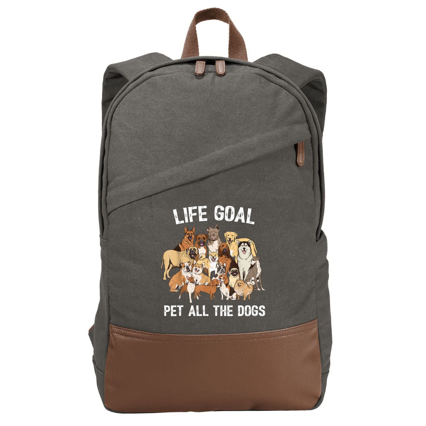 Life Goal Pet All The Dogs Shirt Funny Dog Lover TShirt Cotton Canvas Backpack
