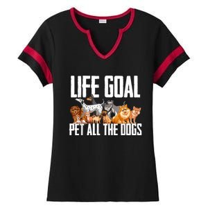 Life Goal Pet All The Dogs Funny Dog Lover Puppy Gifts Ladies Halftime Notch Neck Tee