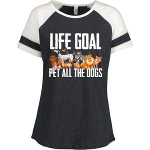 Life Goal Pet All The Dogs Funny Dog Lover Puppy Gifts Enza Ladies Jersey Colorblock Tee