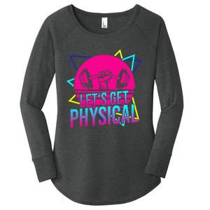 Lets Get Physical Gym Fitness 80s Workout Women's Perfect Tri Tunic Long Sleeve Shirt