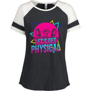 Lets Get Physical Gym Fitness 80s Workout Enza Ladies Jersey Colorblock Tee