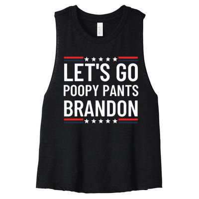 Lets Go Poopy Pants Brandon Lets Go Brandon Fjb Anti Biden Women's Racerback Cropped Tank