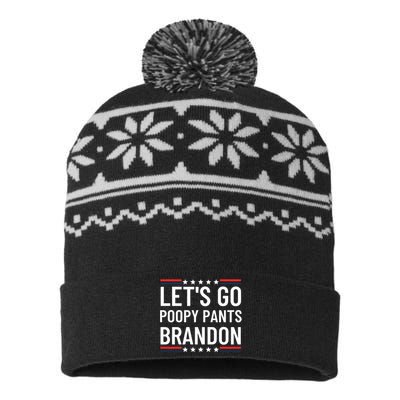 Lets Go Poopy Pants Brandon Lets Go Brandon Fjb Anti Biden USA-Made Snowflake Beanie