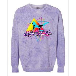 LetS Get Physical Workout Gym Totally Retro 80S Colorblast Crewneck Sweatshirt