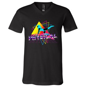 LetS Get Physical Workout Gym Totally Retro 80S V-Neck T-Shirt