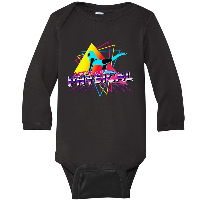 LetS Get Physical Workout Gym Totally Retro 80S Baby Long Sleeve Bodysuit