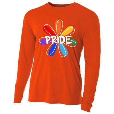 Lgbt Gift Pride Colors Flower Gift Cooling Performance Long Sleeve Crew