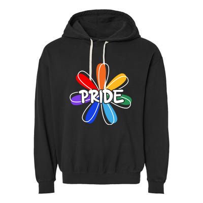 Lgbt Gift Pride Colors Flower Gift Garment-Dyed Fleece Hoodie