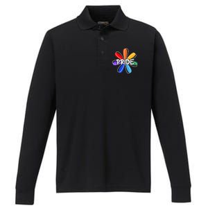 Lgbt Gift Pride Colors Flower Gift Performance Long Sleeve Polo