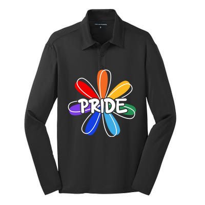 Lgbt Gift Pride Colors Flower Gift Silk Touch Performance Long Sleeve Polo