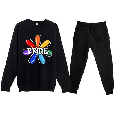 Lgbt Gift Pride Colors Flower Gift Premium Crewneck Sweatsuit Set