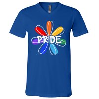 Lgbt Gift Pride Colors Flower Gift V-Neck T-Shirt