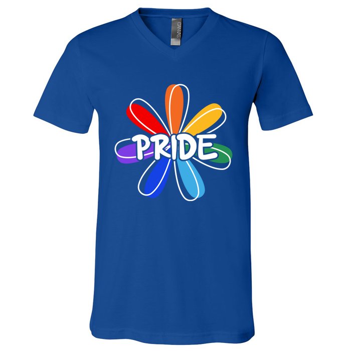 Lgbt Gift Pride Colors Flower Gift V-Neck T-Shirt