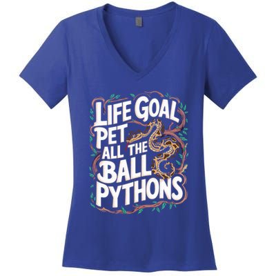 Life Goal Pet All The Ball Python Snake Pet Ball Python Meaningful Gift Women's V-Neck T-Shirt