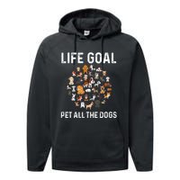 Life Goal Pet All The Dogs Funny Dog Lover Puppy Performance Fleece Hoodie